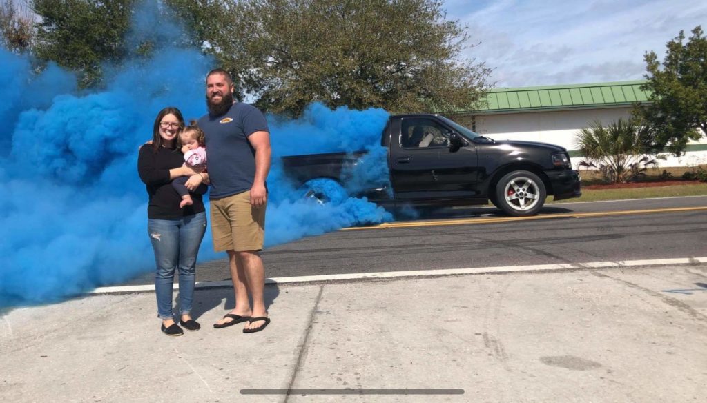 burning out with blue smoke